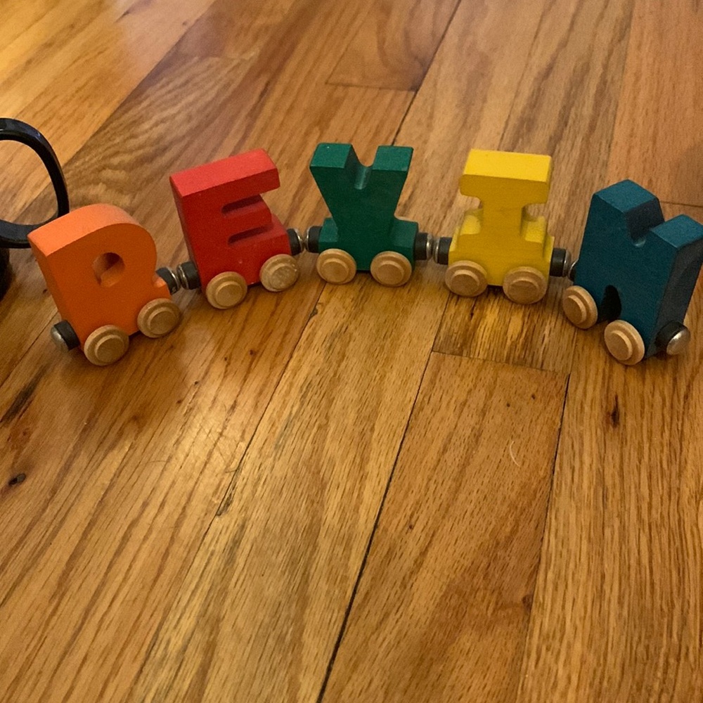 Devin wood name train! With 2 free plastic cups personalized with name Devin